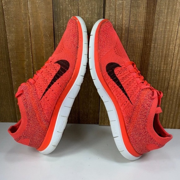 ❤️ Nike Free 4.0 Fly Knit Sneakers Orange Black Size 8 1/2 - Picture 3 of 8